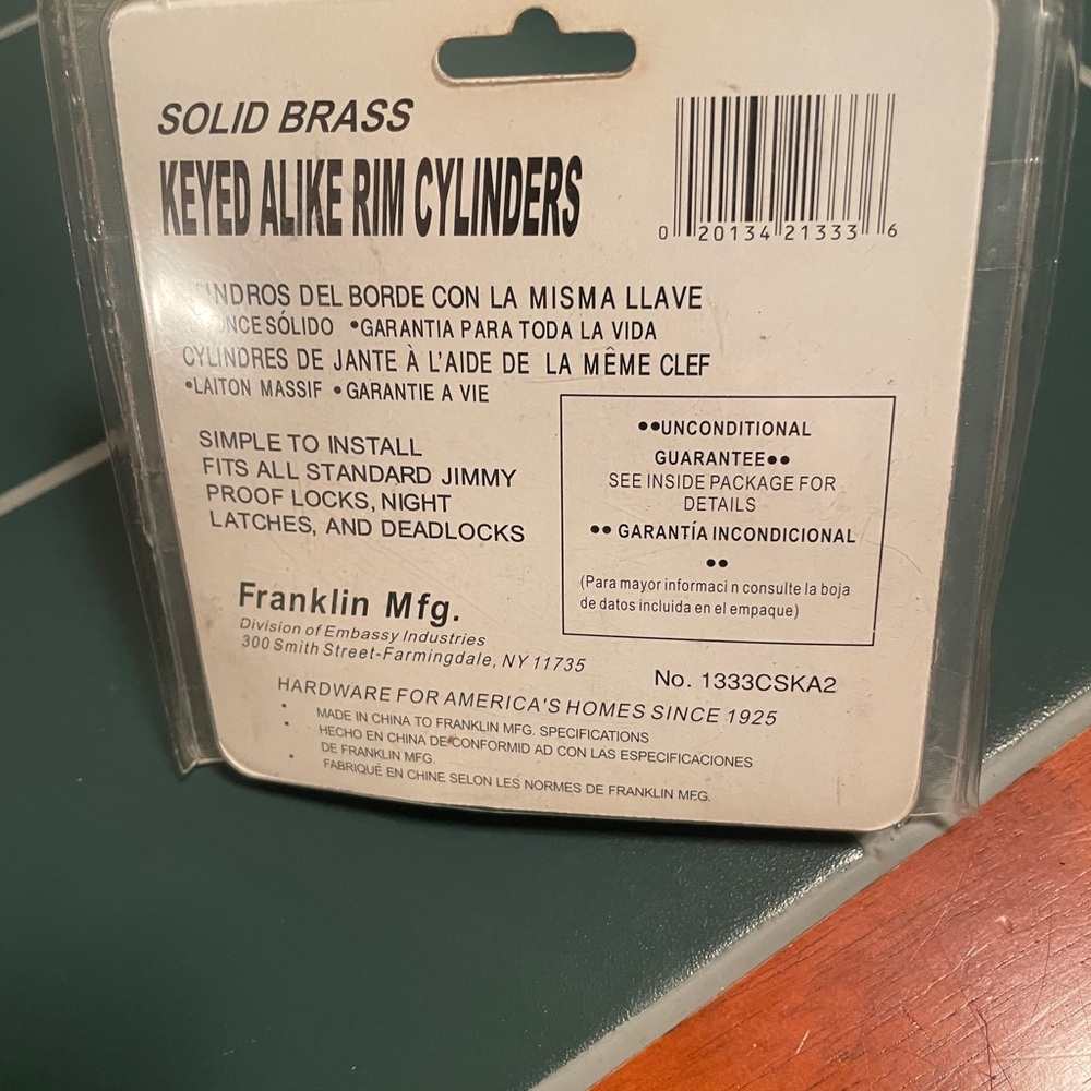 Solid Brass Keyed Alike Rim Cylinders - Picture 2 of 3